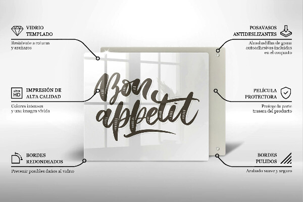 Placă protecție plita Nápis bon appetit