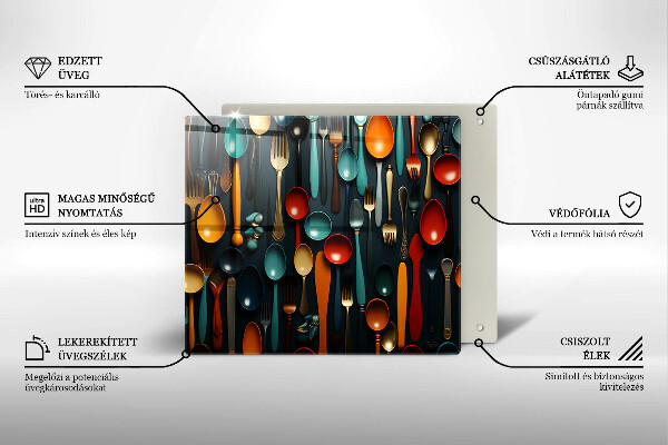 Placă protecție plita Linguri și furculițe colorate