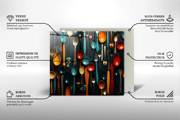 Placă protecție plita Linguri și furculițe colorate