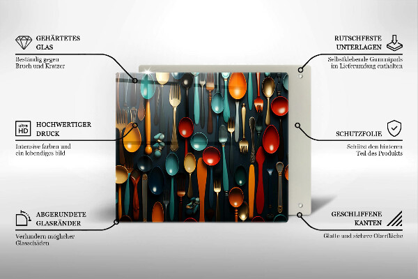 Placă protecție plita Linguri și furculițe colorate