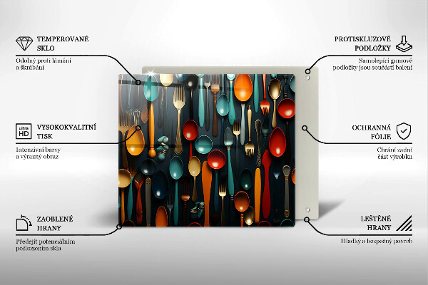 Placă protecție plita Linguri și furculițe colorate