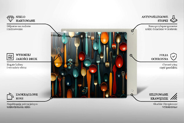 Placă protecție plita Linguri și furculițe colorate