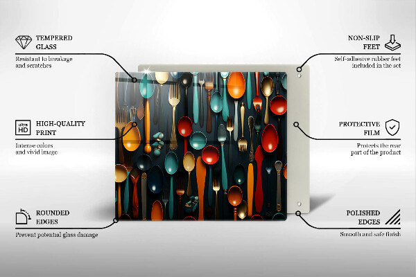 Placă protecție plita Linguri și furculițe colorate