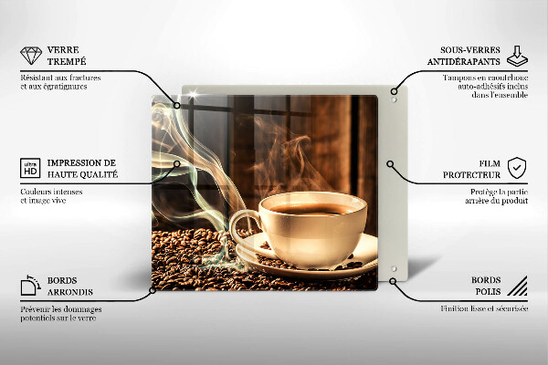 Placă protecție plita Ceașcă și boabe de cafea