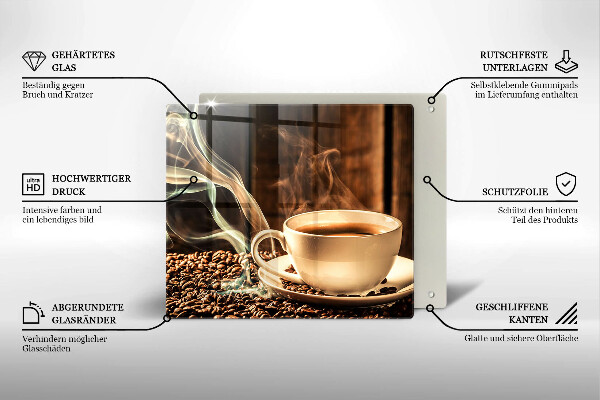 Placă protecție plita Ceașcă și boabe de cafea