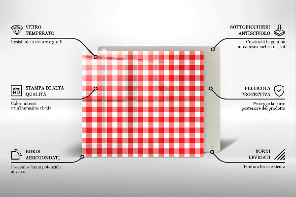 Placă protecție plita Model în carouri roșu și alb
