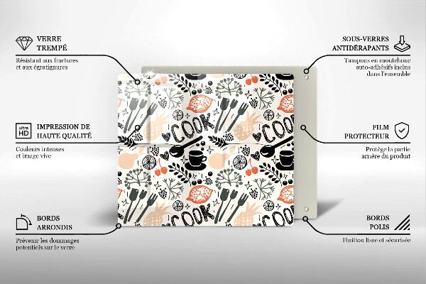 Placă protecție plita Motiv de bucătărie din desene animate