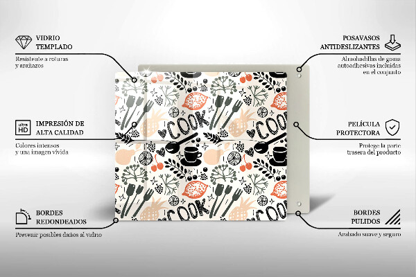 Placă protecție plita Motiv de bucătărie din desene animate