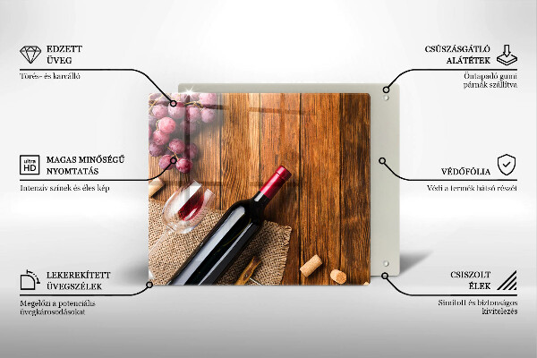 Placă protecție plita O sticlă de vin roșu