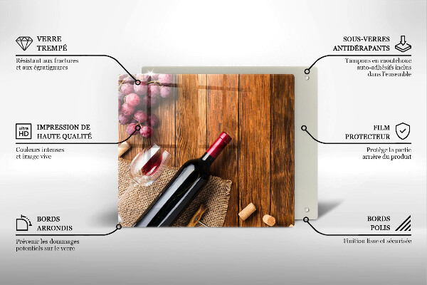 Placă protecție plita O sticlă de vin roșu