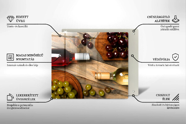 Placă de protecție pentru aragaz Sticle de vin și struguri