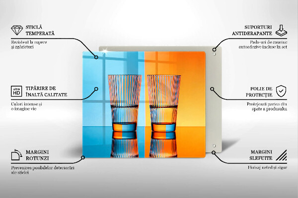 Placă de protecție pentru aragaz Două pahare cu apă
