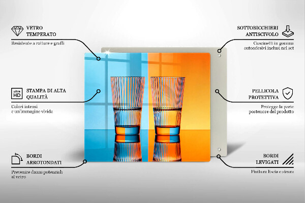 Placă de protecție pentru aragaz Două pahare cu apă