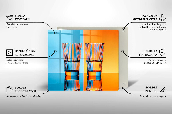 Placă de protecție pentru aragaz Două pahare cu apă