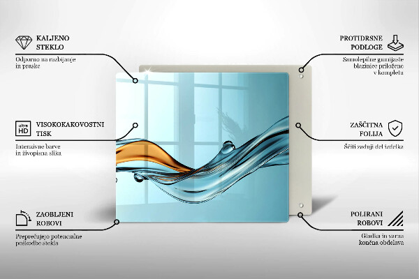 Placă de protecție pentru aragaz Apă pe un fundal albastru