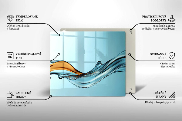 Placă de protecție pentru aragaz Apă pe un fundal albastru