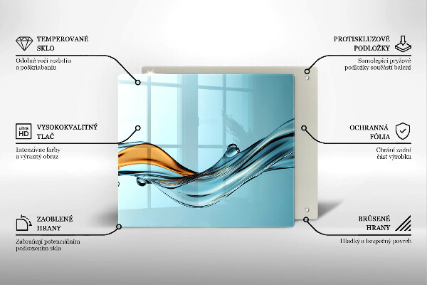 Placă de protecție pentru aragaz Apă pe un fundal albastru