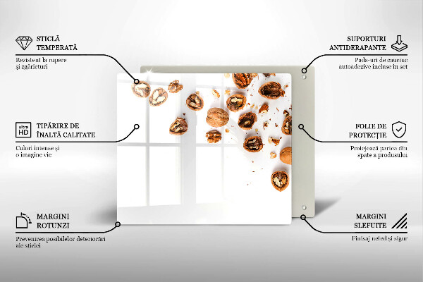 Placă de protecție pentru aragaz Nuci pe un fundal alb