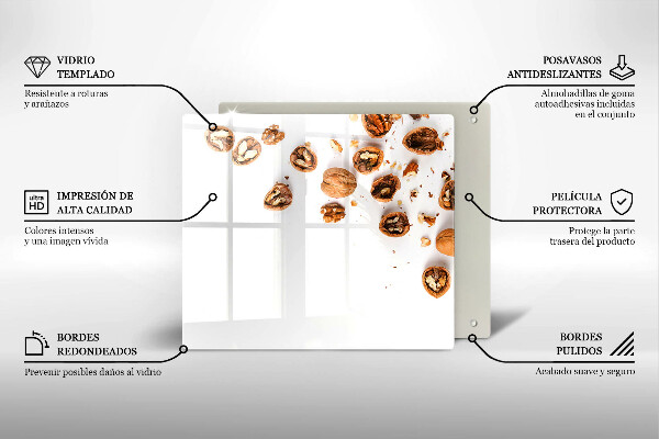 Placă de protecție pentru aragaz Nuci pe un fundal alb