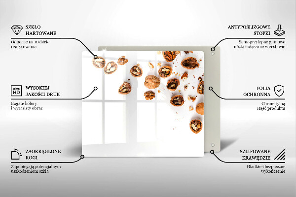 Placă de protecție pentru aragaz Nuci pe un fundal alb