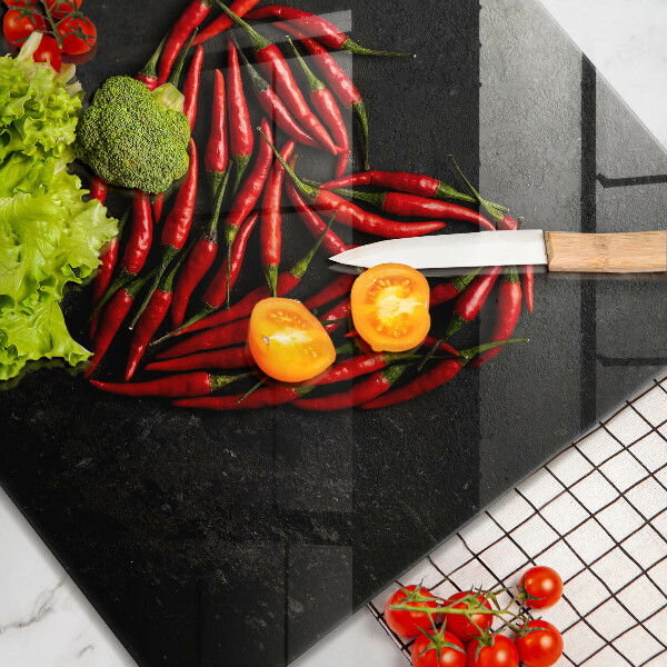 Placă sticla protectie aragaz Inimă de ardei iute