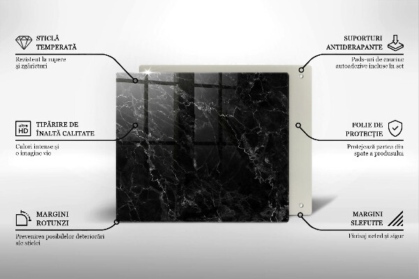 Placă sticla protectie aragaz Marmură elegantă