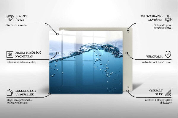 Placă sticla protectie aragaz Apa albastra