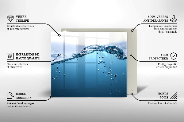 Placă sticla protectie aragaz Apa albastra