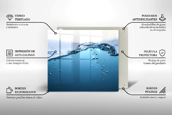 Placă sticla protectie aragaz Apa albastra