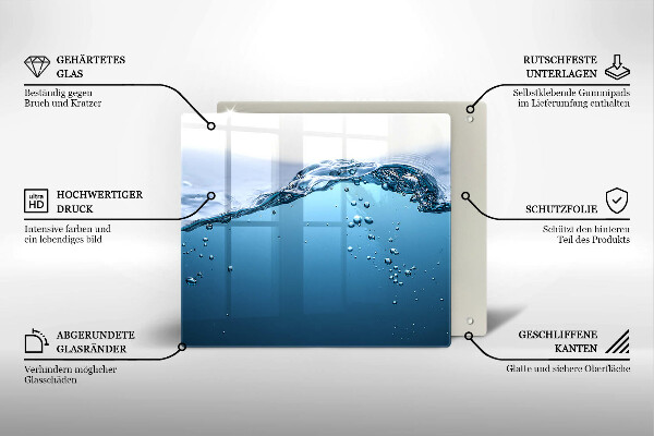 Placă sticla protectie aragaz Apa albastra