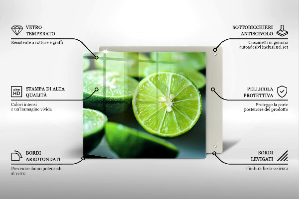 Placă sticla protectie aragaz Lime citrice
