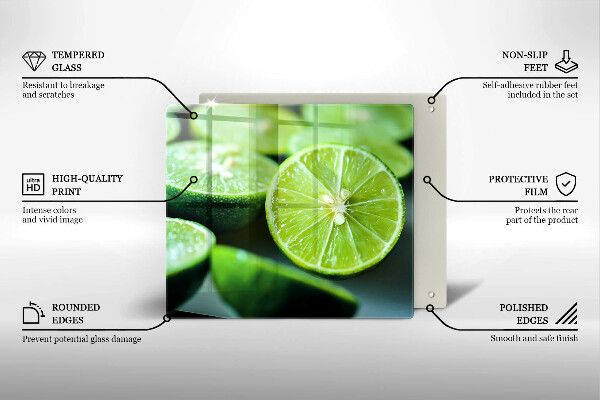 Placă sticla protectie aragaz Lime citrice