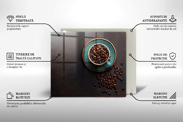 Placă sticla protectie aragaz O ceașcă de cafea boabe