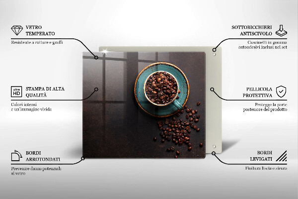 Placă sticla protectie aragaz O ceașcă de cafea boabe