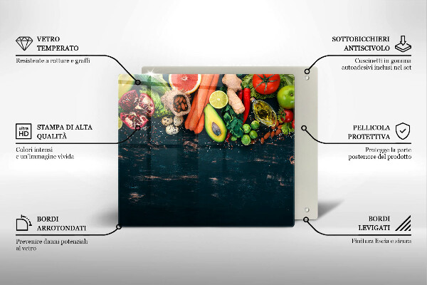 Placă sticla protectie aragaz Fructe si legume