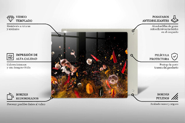 Placă sticla protectie aragaz Condimente iute