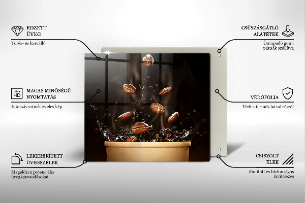 Placă sticla protectie aragaz Boabe de cafea fierbinți