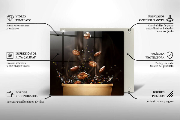 Placă sticla protectie aragaz Boabe de cafea fierbinți