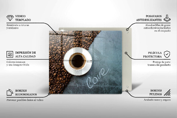 Placă sticla protectie aragaz Boabe de cafea și ceașcă