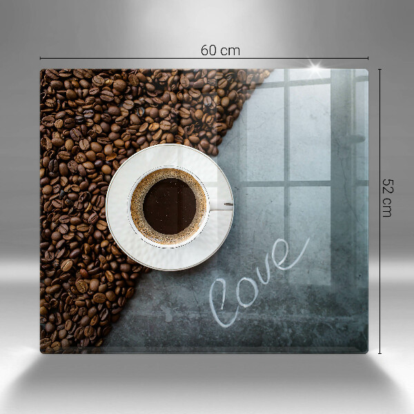 Placă sticla protectie aragaz Boabe de cafea și ceașcă