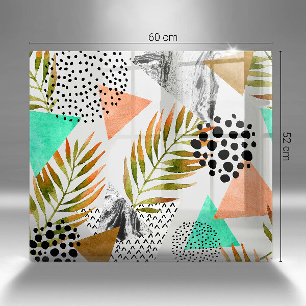 Placă sticla protectie aragaz Model de frunze boho