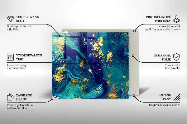 Placă protecție plita Abstracție cu aur