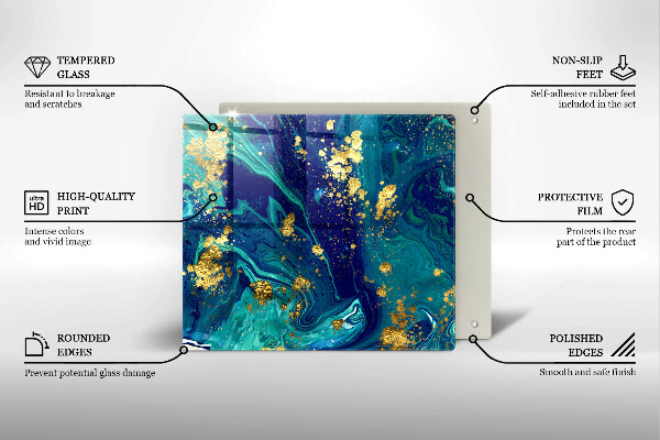 Placă protecție plita Abstracție cu aur