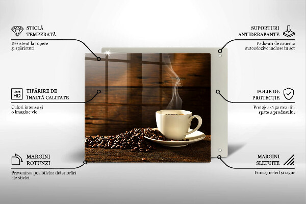 Placă protecție plita Cana de cafea din lemn