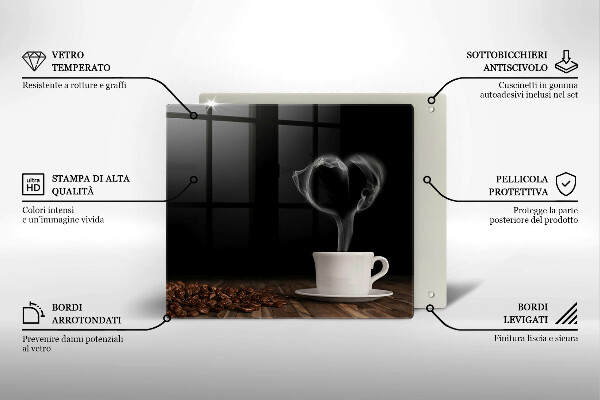 Placă protecție plita Inimă de ceașcă de cafea