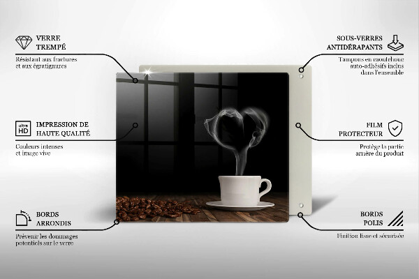 Placă protecție plita Inimă de ceașcă de cafea