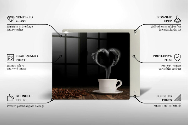 Placă protecție plita Inimă de ceașcă de cafea
