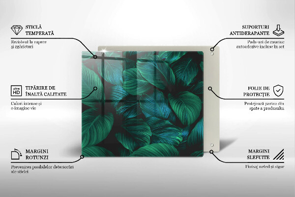 Placă sticla protectie aragaz Frunzele junglei