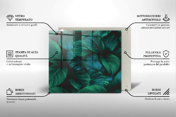 Placă sticla protectie aragaz Frunzele junglei