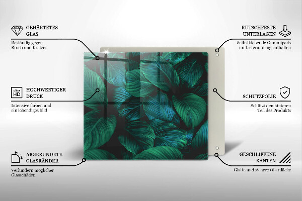 Placă sticla protectie aragaz Frunzele junglei